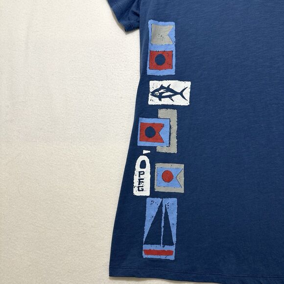 Columbia PFG Women's XL Blue V-Neck Short Sleeve Nautical Graphic T Shirt - Picture 8 of 13